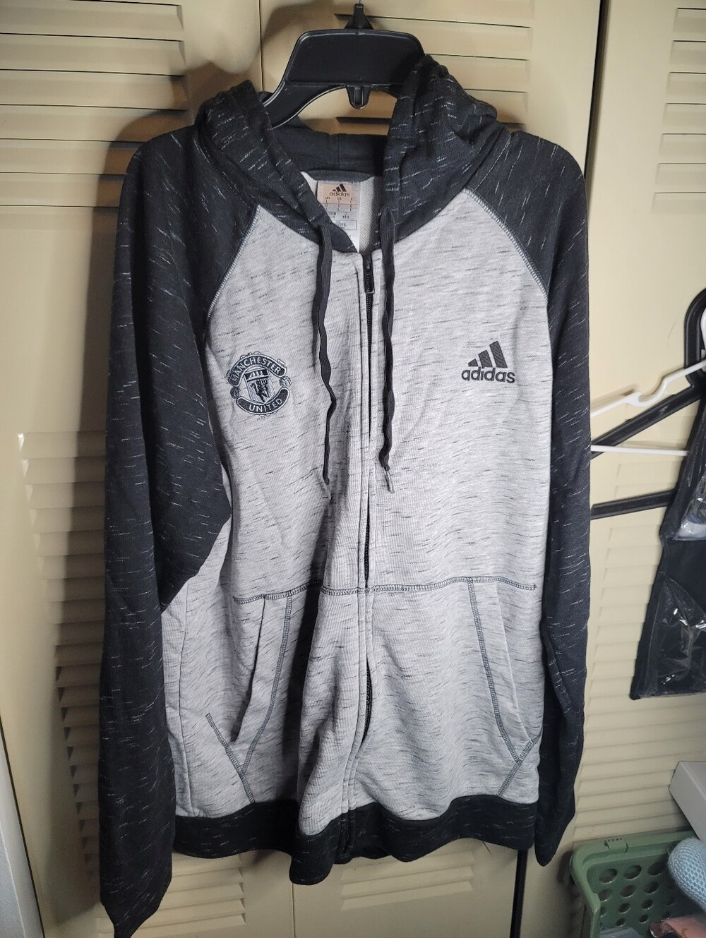 Adidis X Manchester United Black And Gray Hoodie Size Large